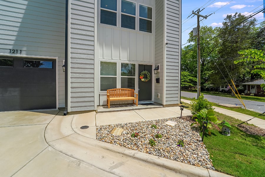 Front entrance with garage to the left.