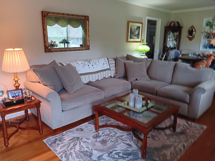Living area most available to tenants, 65" Smart TV.