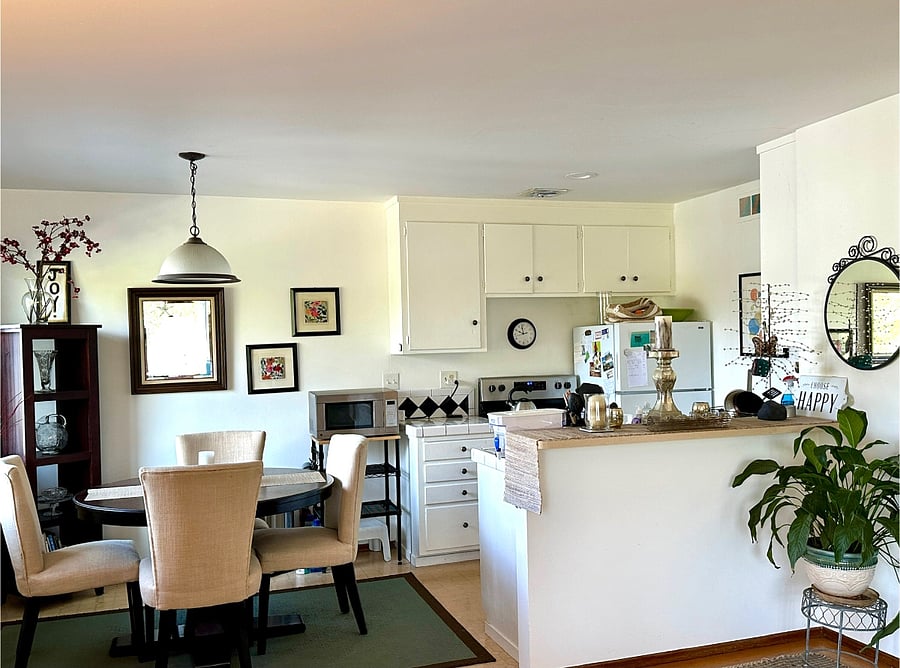 Kitchen with stove/fridge/microwave