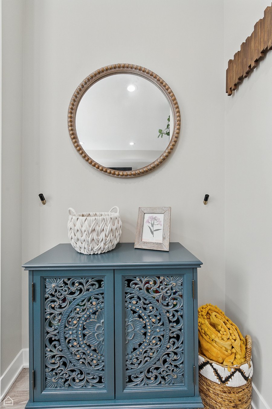 A welcoming entry nook featuring thoughtful textures, warm tones, and functional charm. Perfect for settling in and starting your stay with ease.