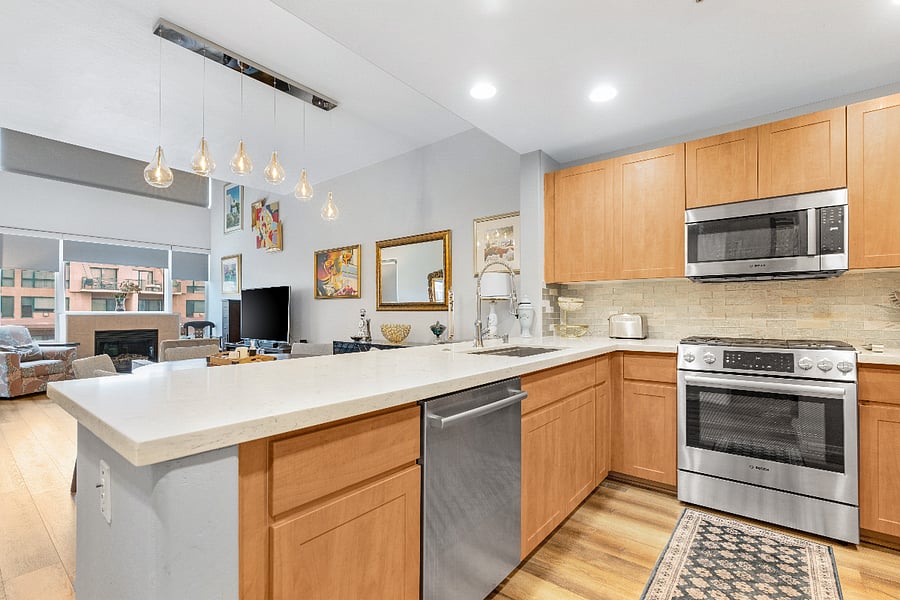 Kitchen & Living from Entrance of Unit 609