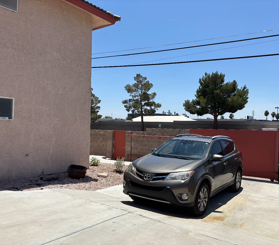 Parking next to casita behind gate with remote control
