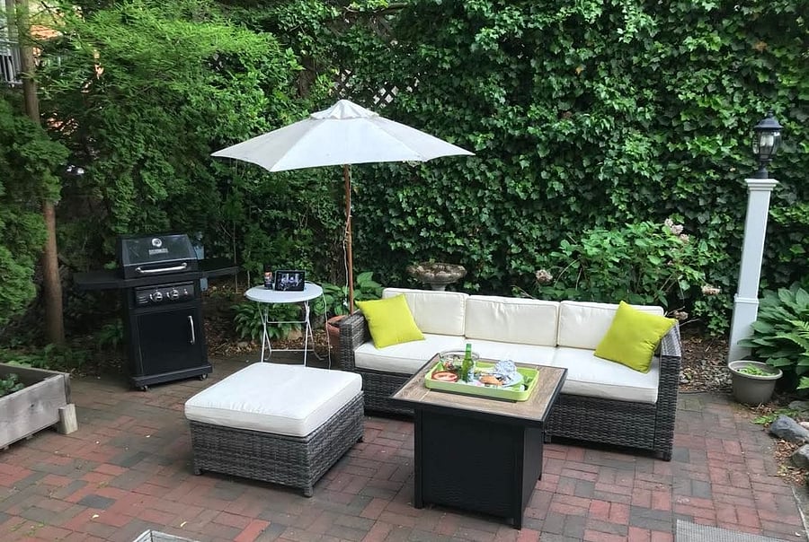 Private patio with grill