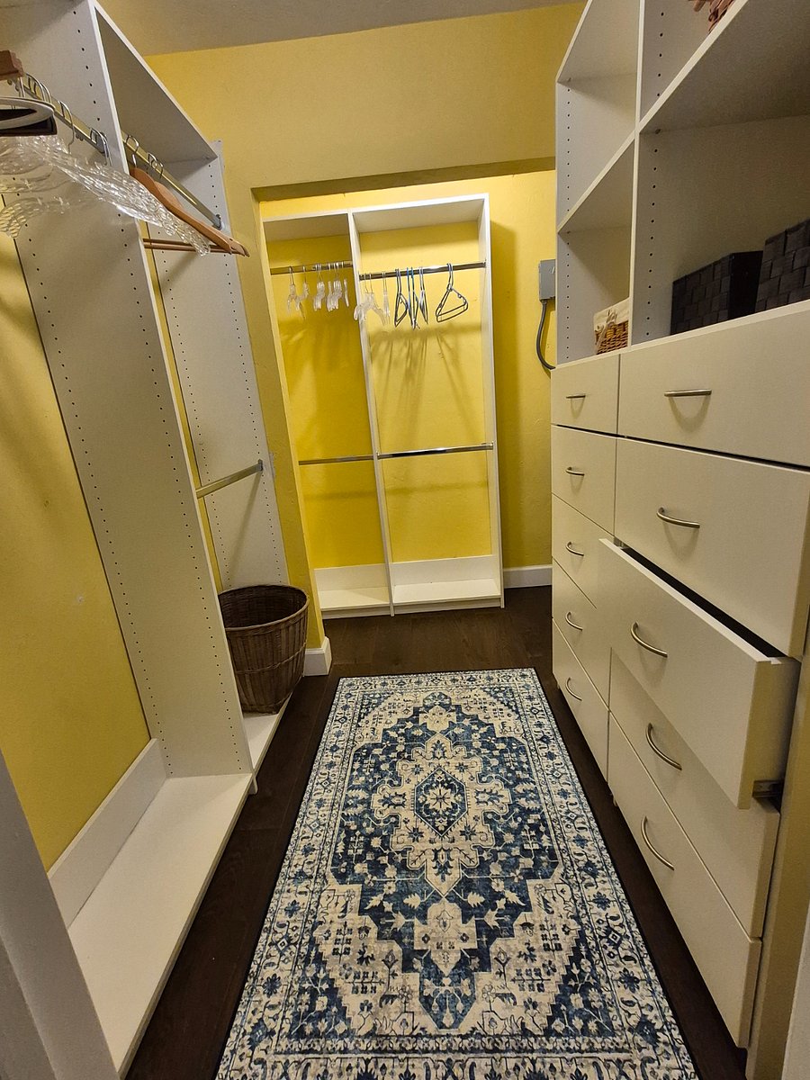 walk in closet with lots of drawers
