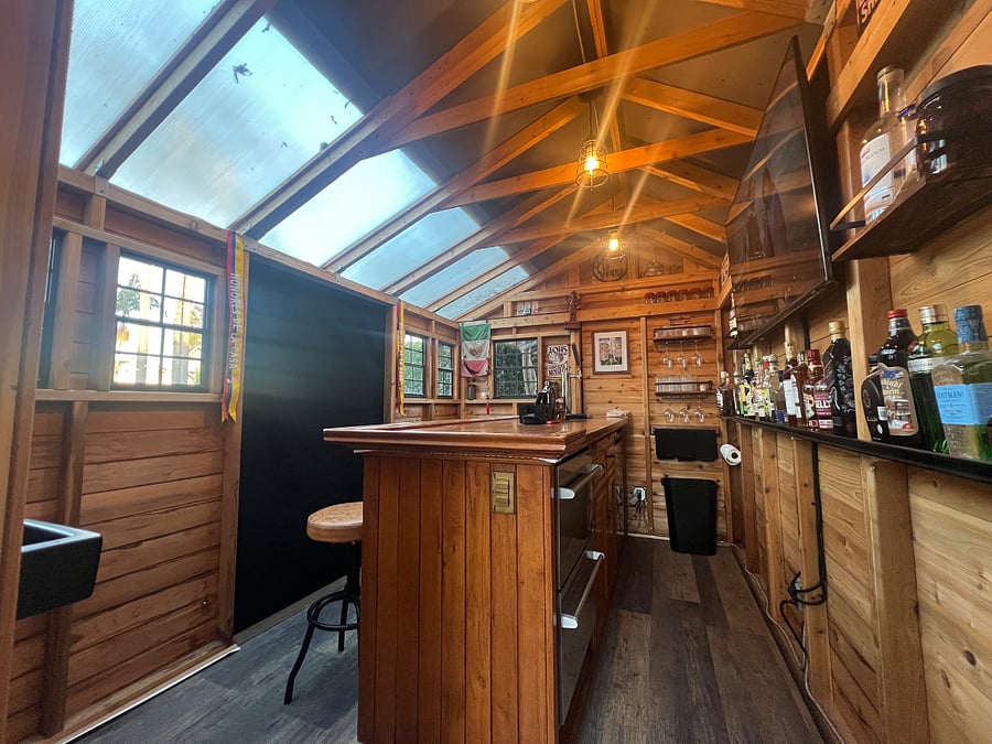 Backyard fun complete with Smart TV (beverages not included)