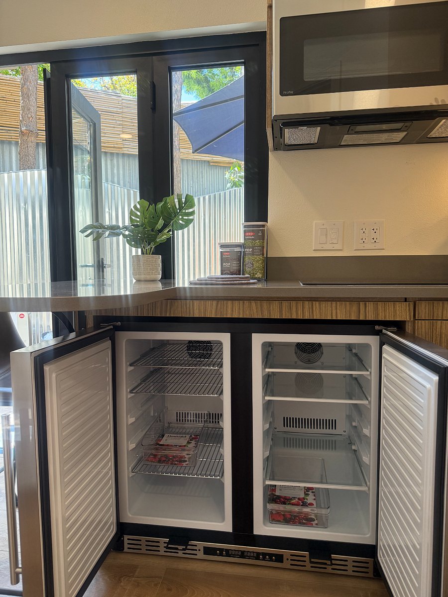Under counter fridge and freezer combo.