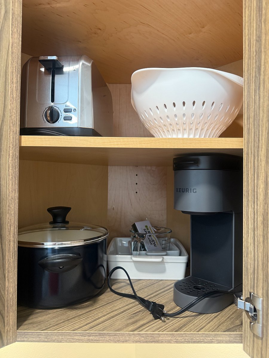 Keurig coffee maker and everything you need to whip up a mel.