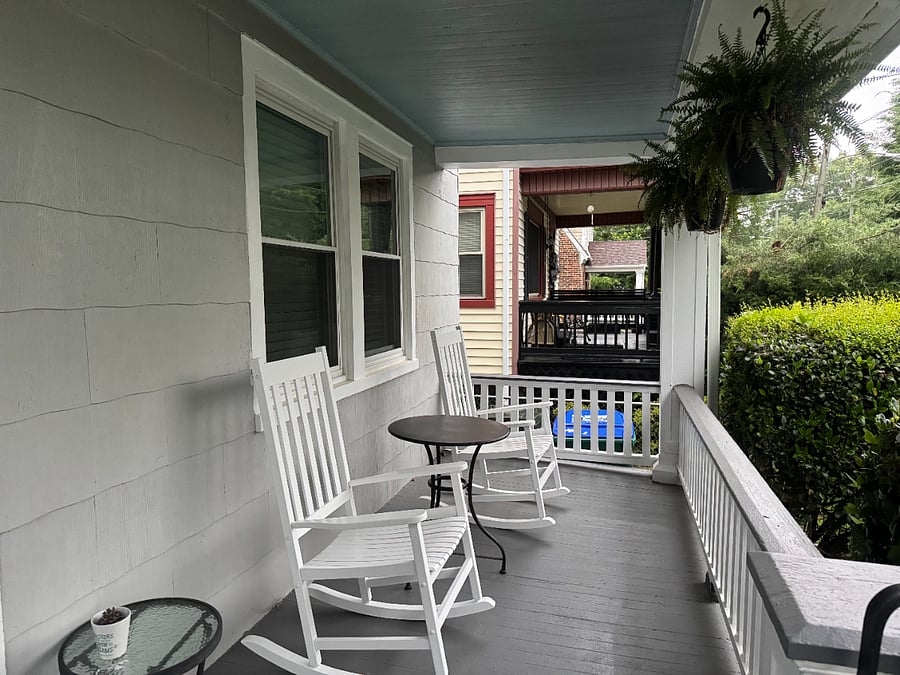 Porch with rocking chairs and table