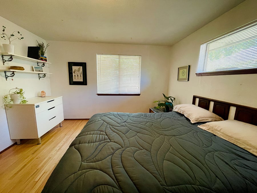 Bedroom #1 Window to backyard and side of house.