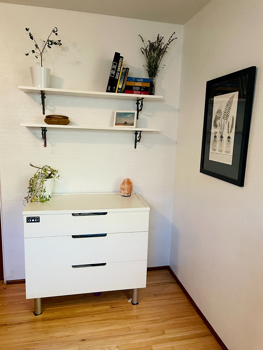 Bedroom #1 book shelves.