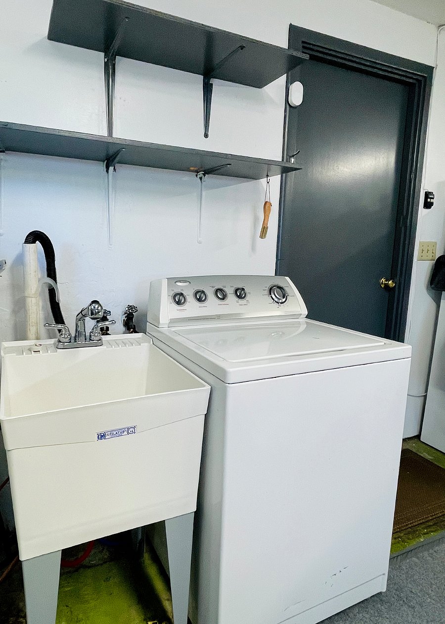 Washer looking at kitchen door.