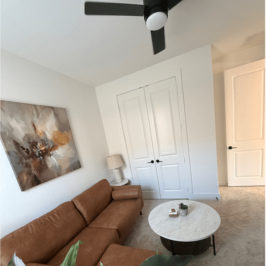 Private living/office space with large closet