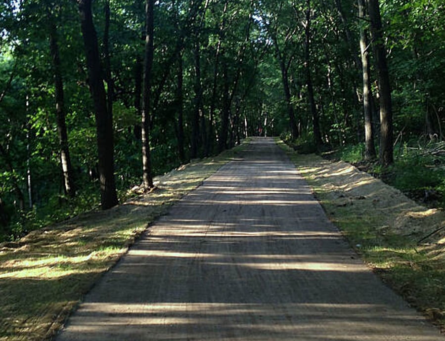 Hiking trail accessible through a short trail from the back yard.