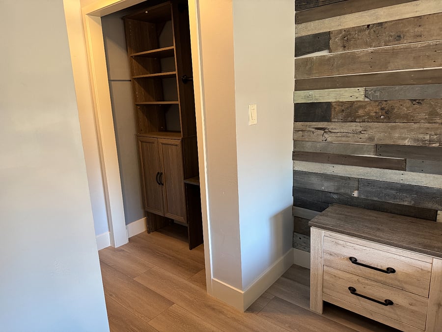 Reach-in closet in bedroom