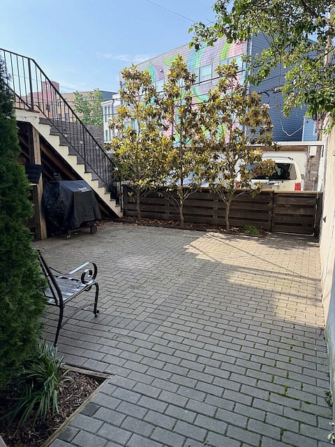Large backyard with grill and propane heater. Private, off-street parking.