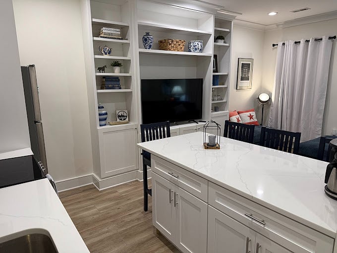 Solid surface kitchen island.