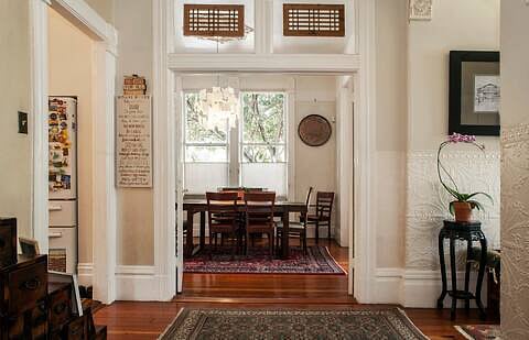 Entry foyer looking into dining room