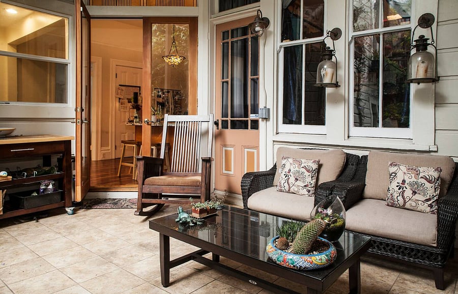 Deck from stairs to courtyard