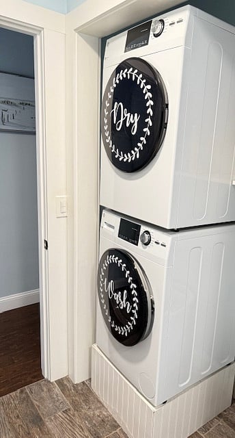 bathroom with washer and dryer
