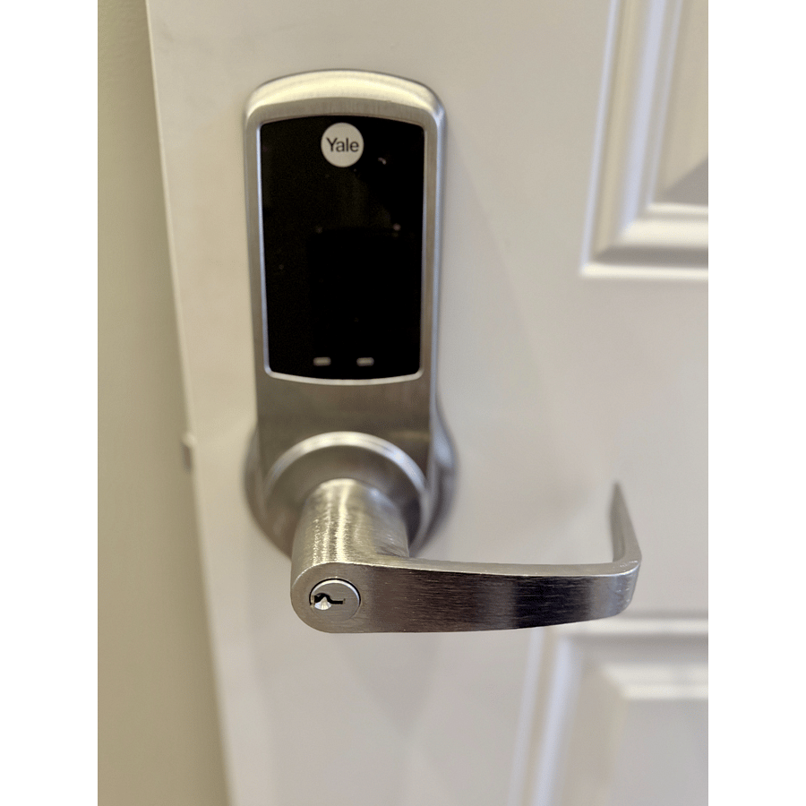 Keyless apartment entrance door.