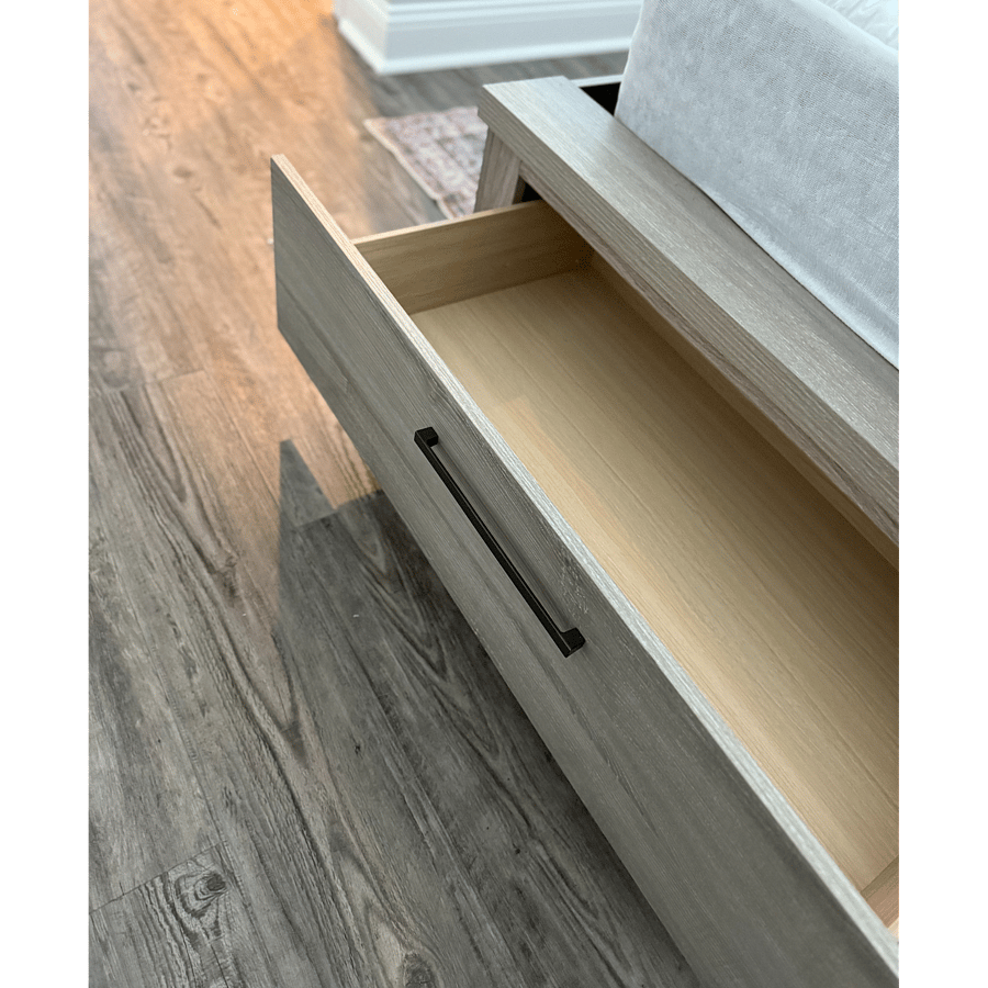 Storage drawers under King bed.