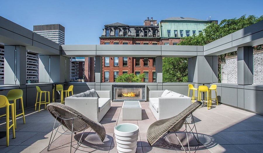 OUTDOOR LOUNGE & FIRE PLACE
-- (EXTERIOR AMENITY / COMMON SPACE)
-- open to all residents in the building.