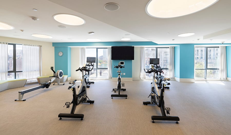 YOGA, PILATES, & STRETCHING STUDIO
-- (INTERIOR AMENITY / COMMON SPACE)
-- open to all residents in the building.