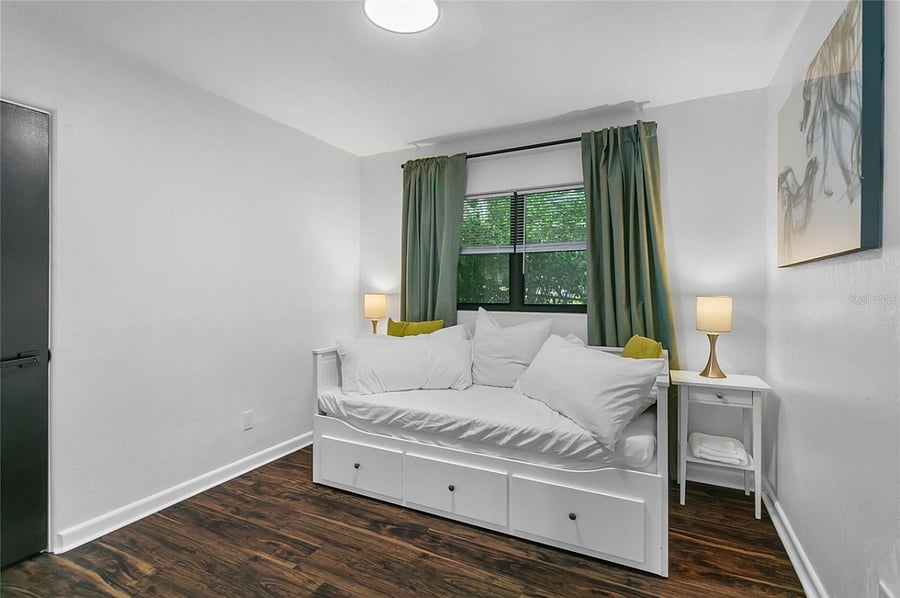 Middle bedroom.  IKEA day bed sleeps two or defaults as a sitting couch.  Previous renters used as Home Office.
