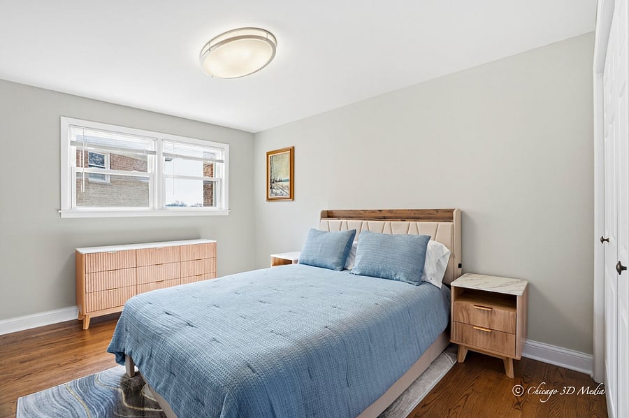 Sunny spacious bedroom.