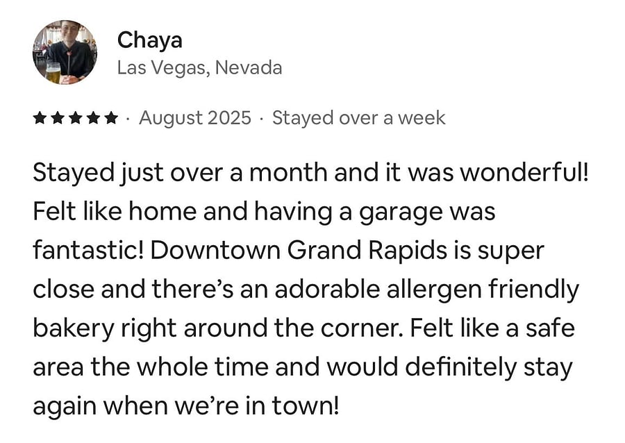 Review for this unit from Airbnb