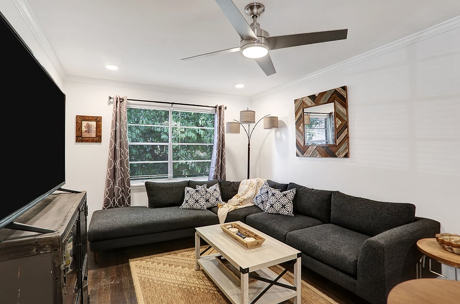Super comfy cozy sectional for lounging while you Netflix and chill. (Bring your own login)