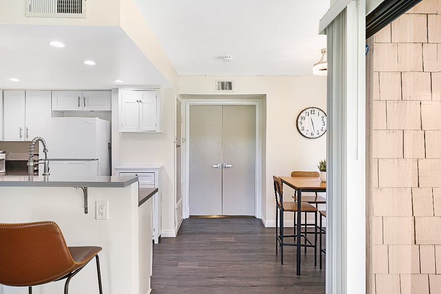 Maintain your privacy with interior locking double doors that lead to your private bedroom