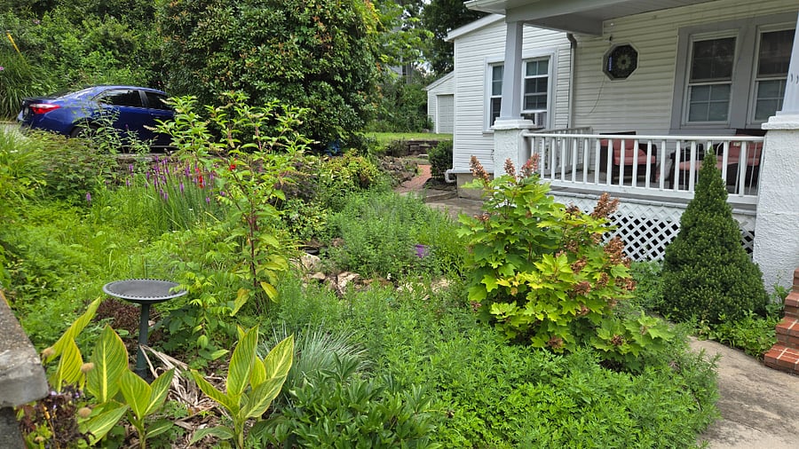 front porch with small garden