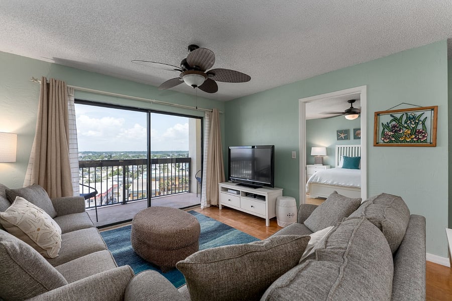 Ormond Beach Riverfront Condos With Pool Reference: Private 1 1 Ormond Beach Condo Sunset View From Balcony