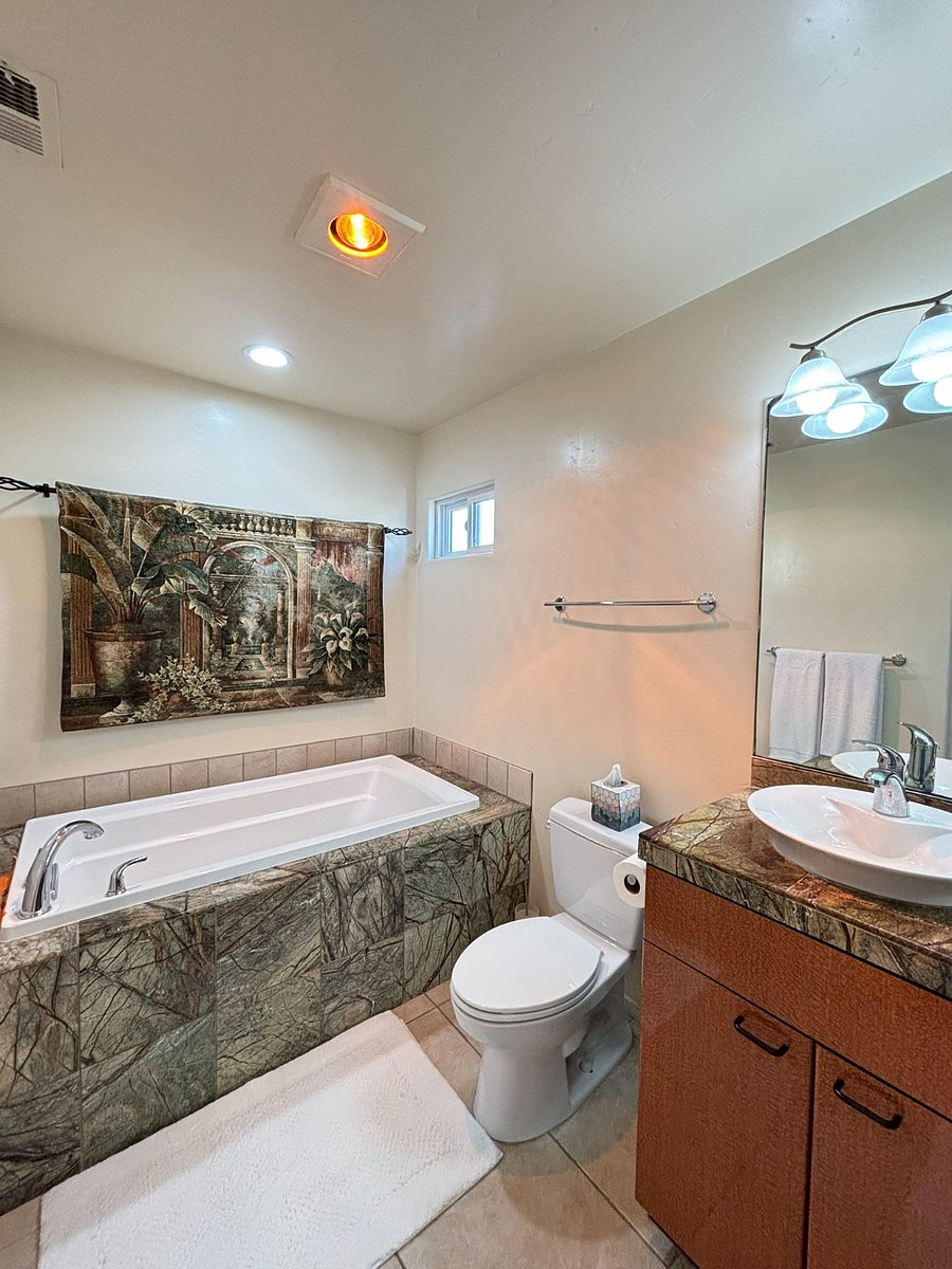 Spa like bathroom off primary bedroom with a soaking tub!