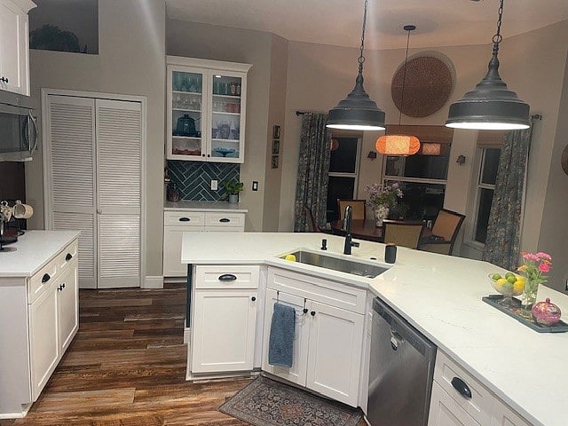 View of part of the kitchen and dining table.