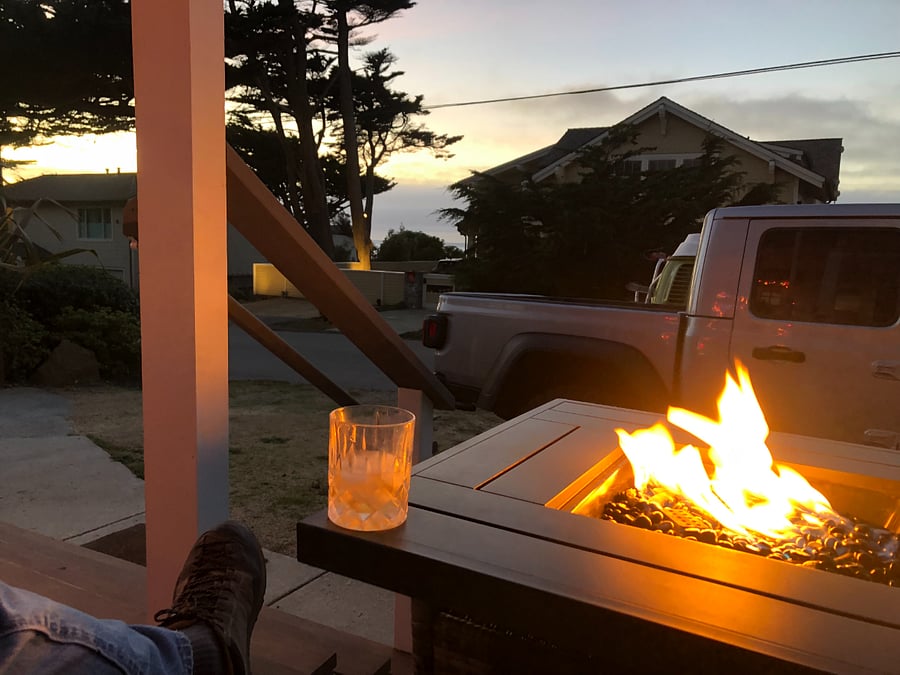 Firepit on front deckJennAir gas stove