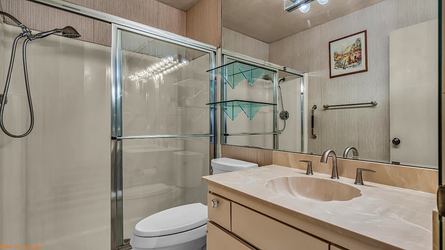 This bathroom has shower.