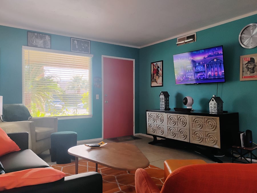 In addition to central air & heat, all rooms have their own portable fans and Roku TV.