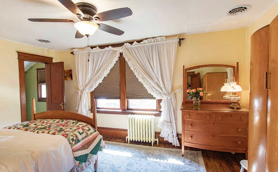 This upstairs bedroom also has blackout shades