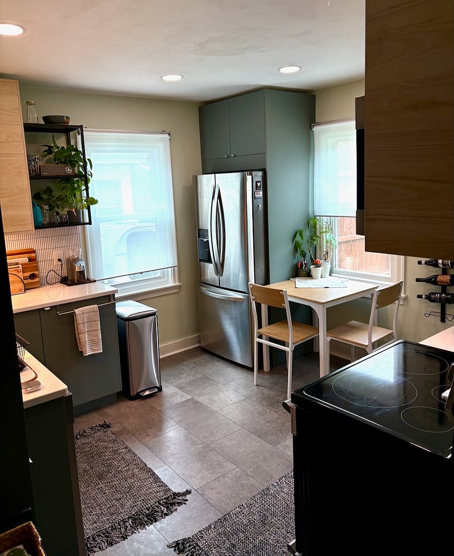 Entering modern kitchen from hallway