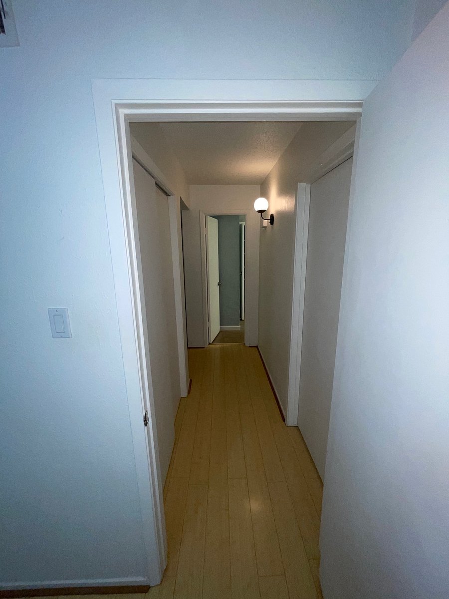 Bathroom down hallway.