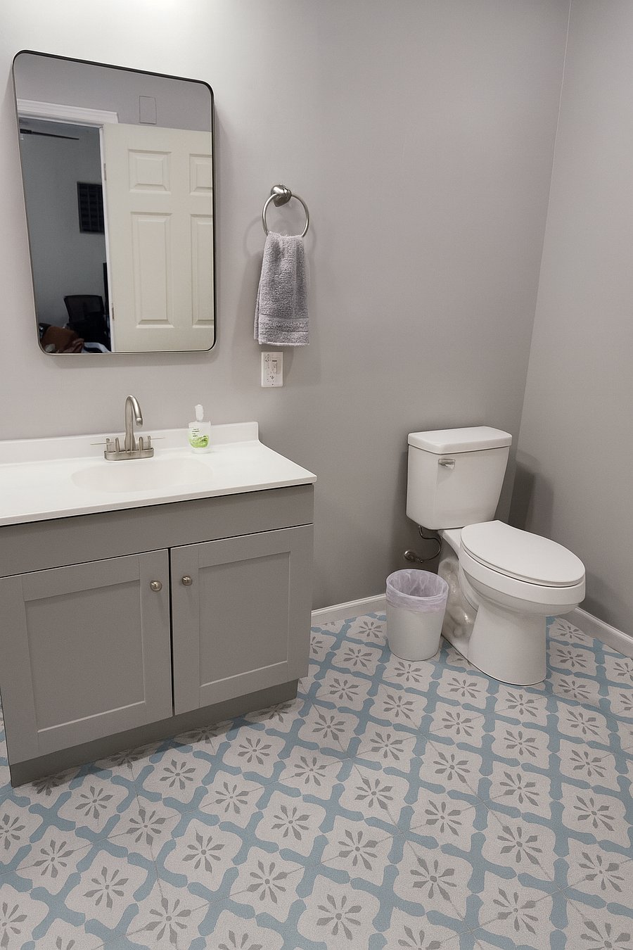 Large bathroom with walk-in shower. Off the bonus area in the back of house.