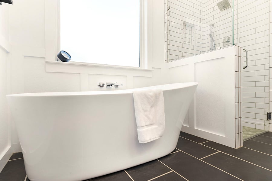 Master Bathroom shower, tub and double vanity