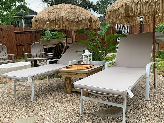 lounges by the pool