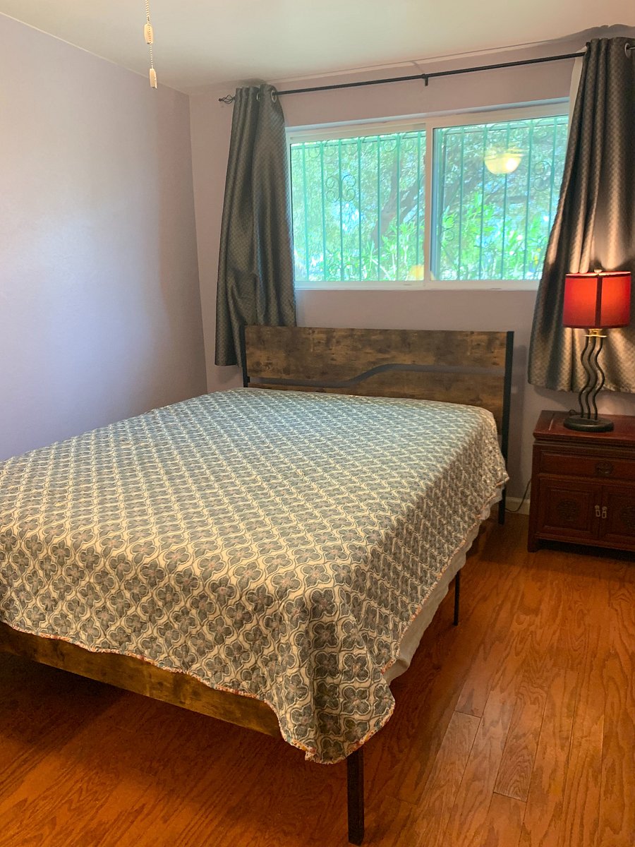 Bedroom with blackout curtains