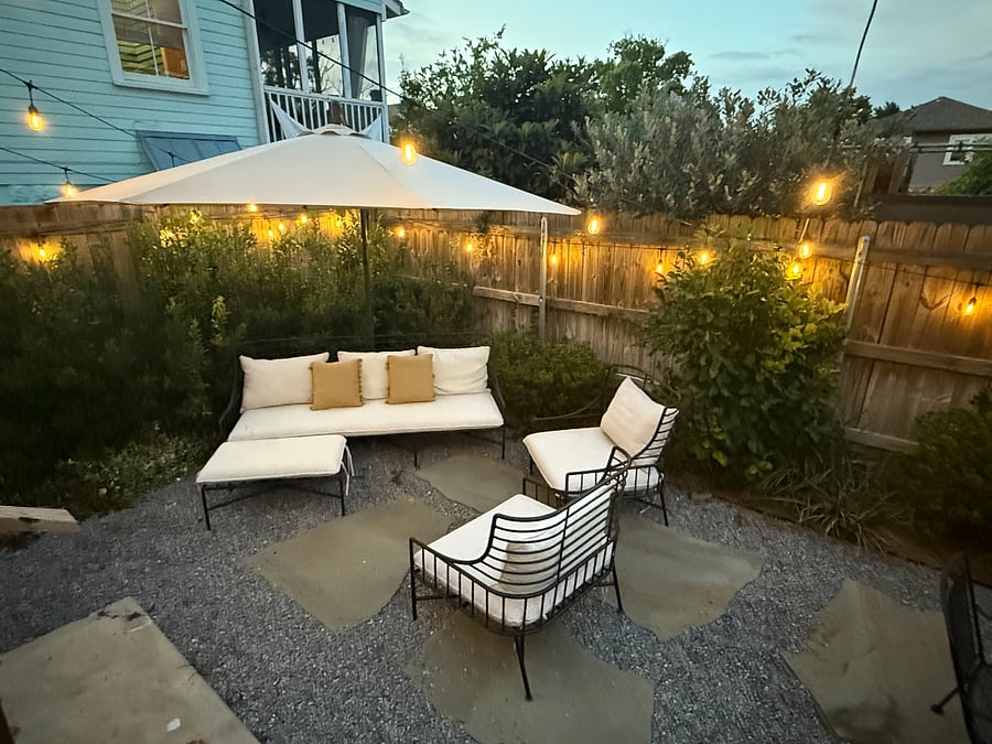 back yard in the evening