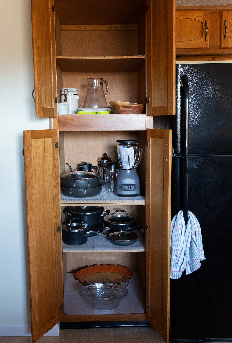 Pots, pans, French press, blender, electric kettle, serving plates, etc.