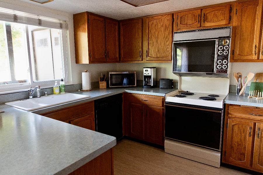 Kitchen will have a new electric stove/oven/above microwave and dishwasher in July 2026.
