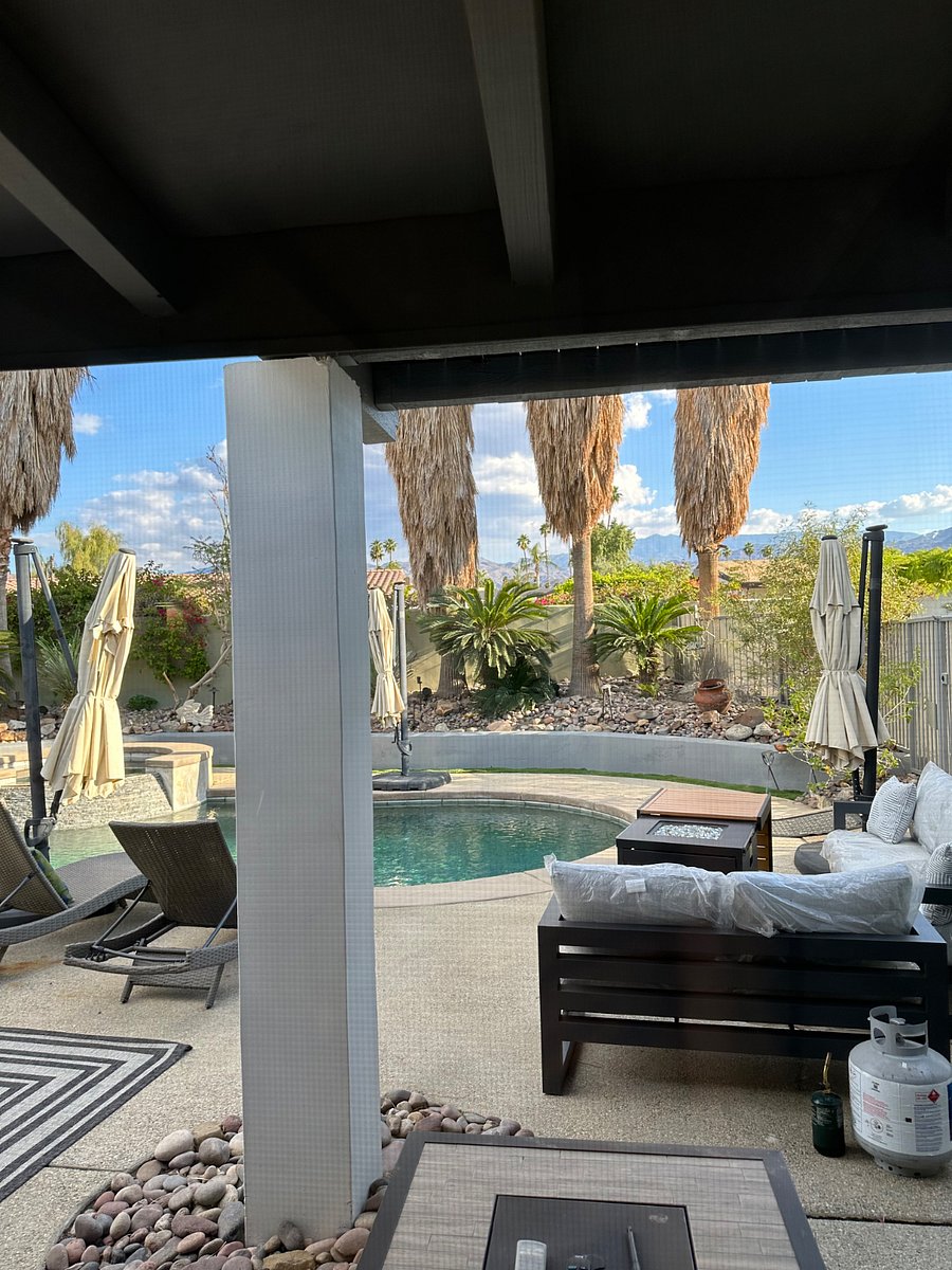 Open living great room concept for indoor and outdoor living and entertainment. This home is three bedroom two bath home. Separate and private yard including pool and spa and outdoor tv with Sonos surround. Home is two blocks from the mall, shops, restaurants, banks on El Paseo.